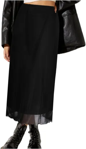 SOFIA'S CHOICE Midi Skirts for Women Elastic High Waisted A Line Flowy Floral Skirt