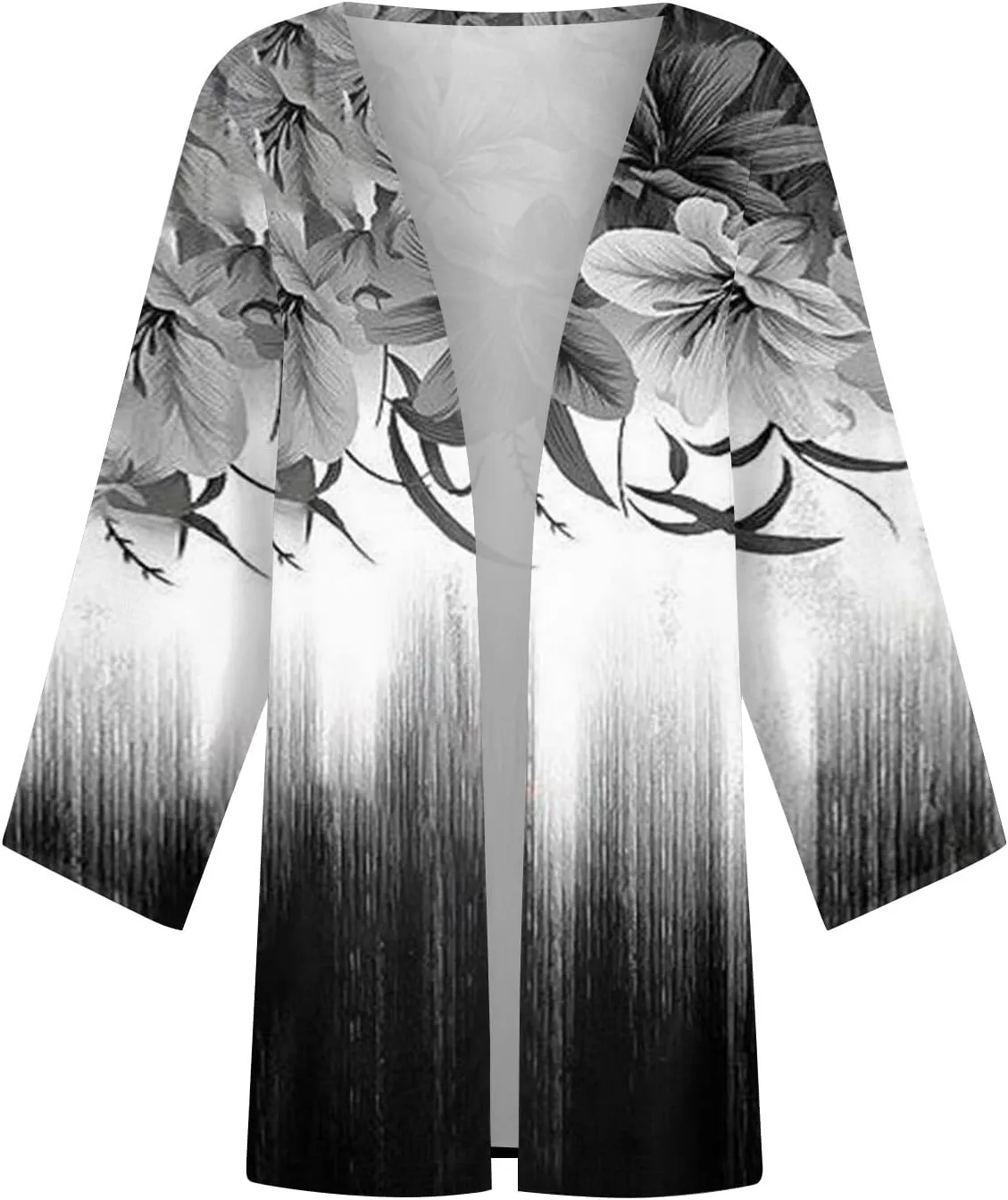 Spring Cardigans for Women 2025 Floral Printed Casual Loose Cardigans 3/4 Sleeve Hide Belly Open Front Cardigan