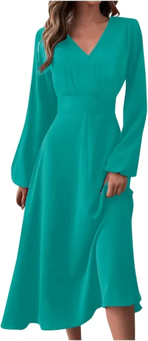 Spring Dresses for Women 2024 New Years Eve V-Neck Long Sleeve Gradient Plus Size Dresses for Curvy Formal Trendy