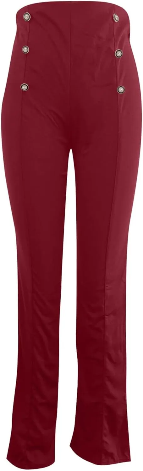 Stylish Elastic High Waist Straight Wide Leg Trousers for Womens Casual Lightweight Solid Color Soft Comfortable Button Pants