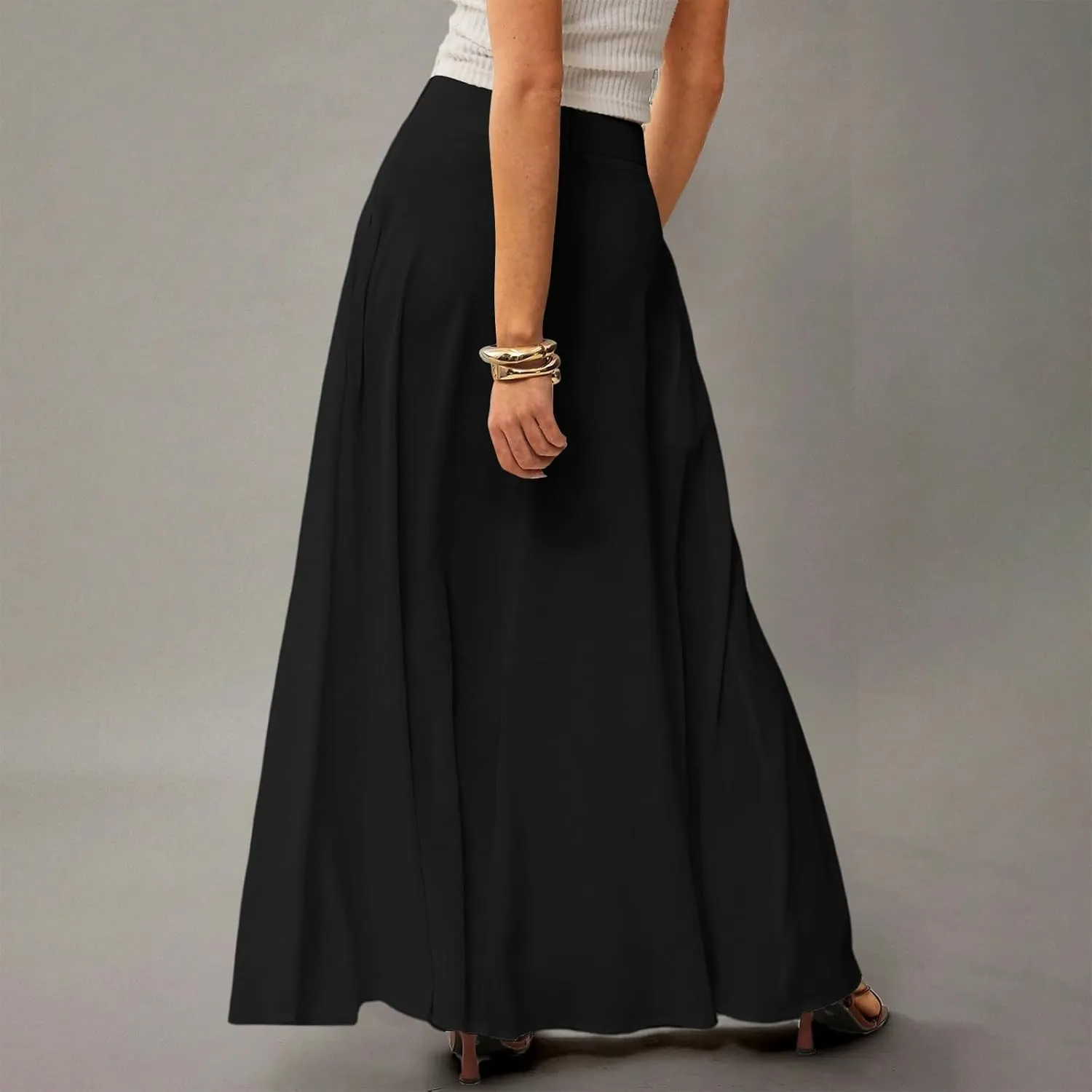 Summer Boho Floral Maxi Skirts for Women 2025 Casual Trendy A-Line Elastic High Waist Long Flowy Skirt with Pocket