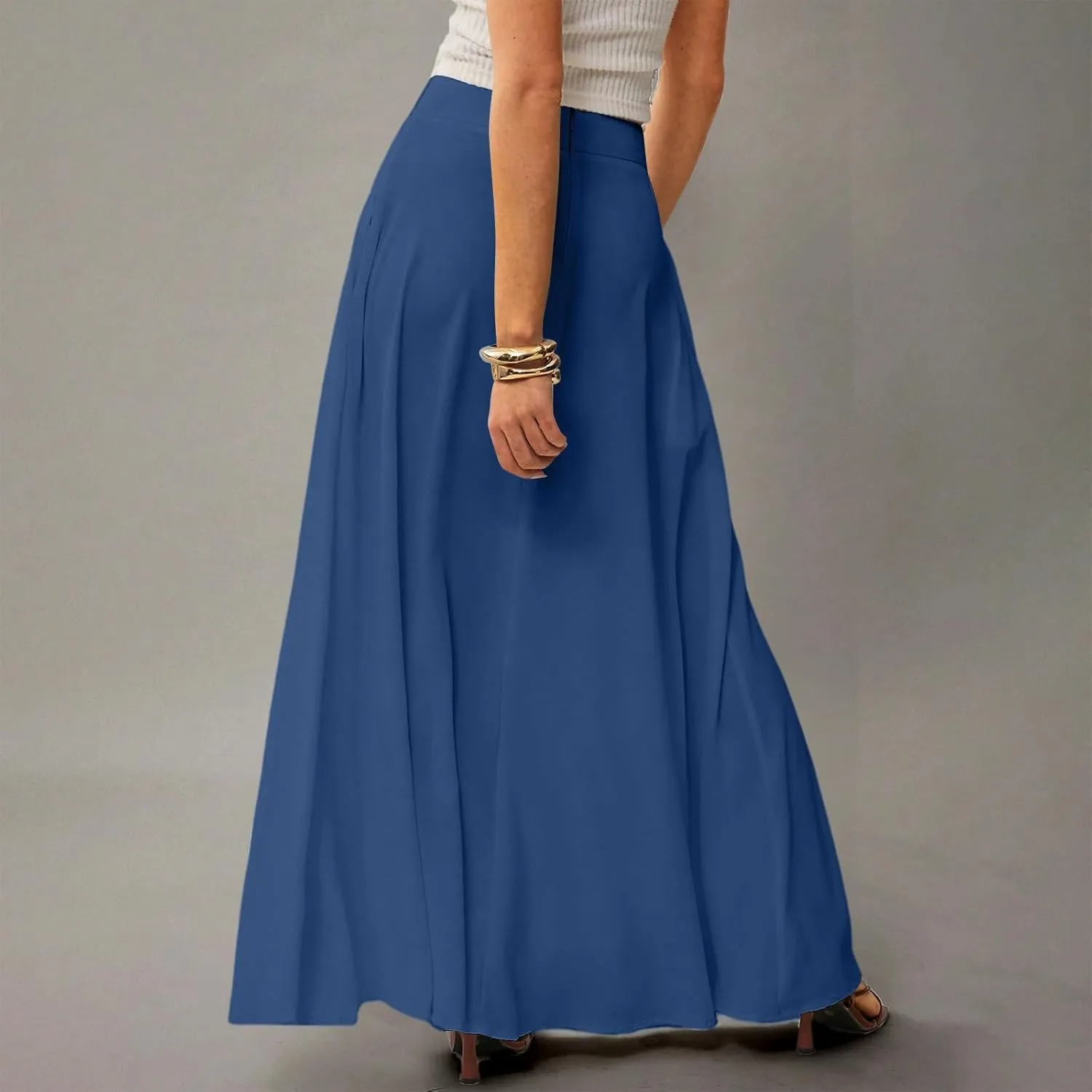 Summer Boho Floral Maxi Skirts for Women 2025 Casual Trendy A-Line Elastic High Waist Long Flowy Skirt with Pocket
