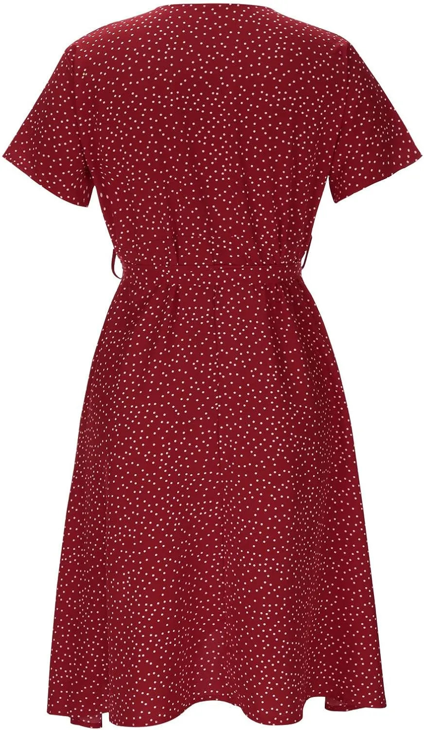 Summer Dresses for Women 2024 Spring Trendy Elegant Wrap V Neck Floral Boho Dress Flowy Ruched Hawaiian Beach Maxi