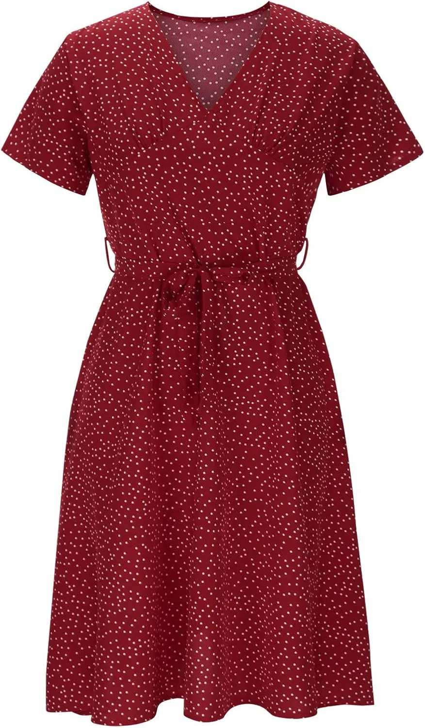 Summer Dresses for Women 2024 Spring Trendy Elegant Wrap V Neck Floral Boho Dress Flowy Ruched Hawaiian Beach Maxi