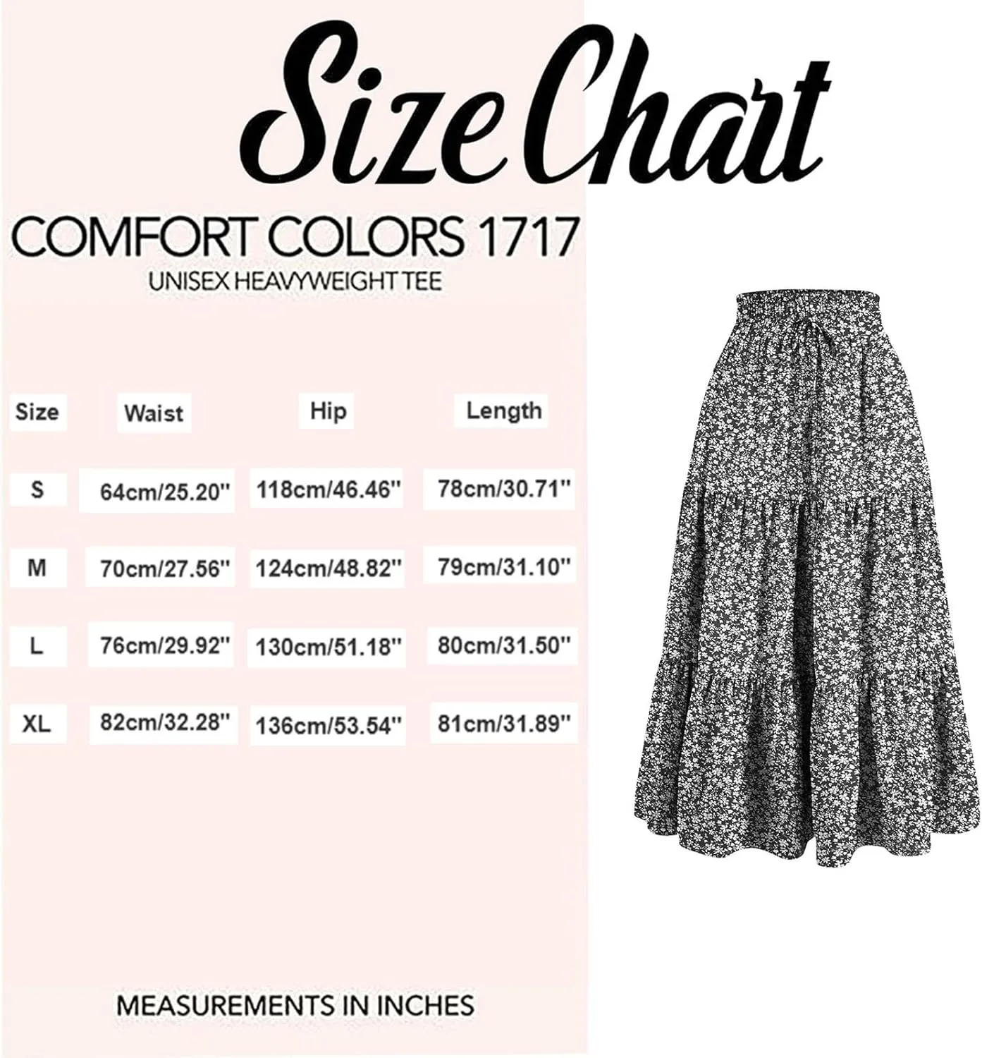 Summer Flowy Long Skirts for Women Boho Floral Elastic High Waist A Line Pleated Tiered Maxi Skirt Casual Beach