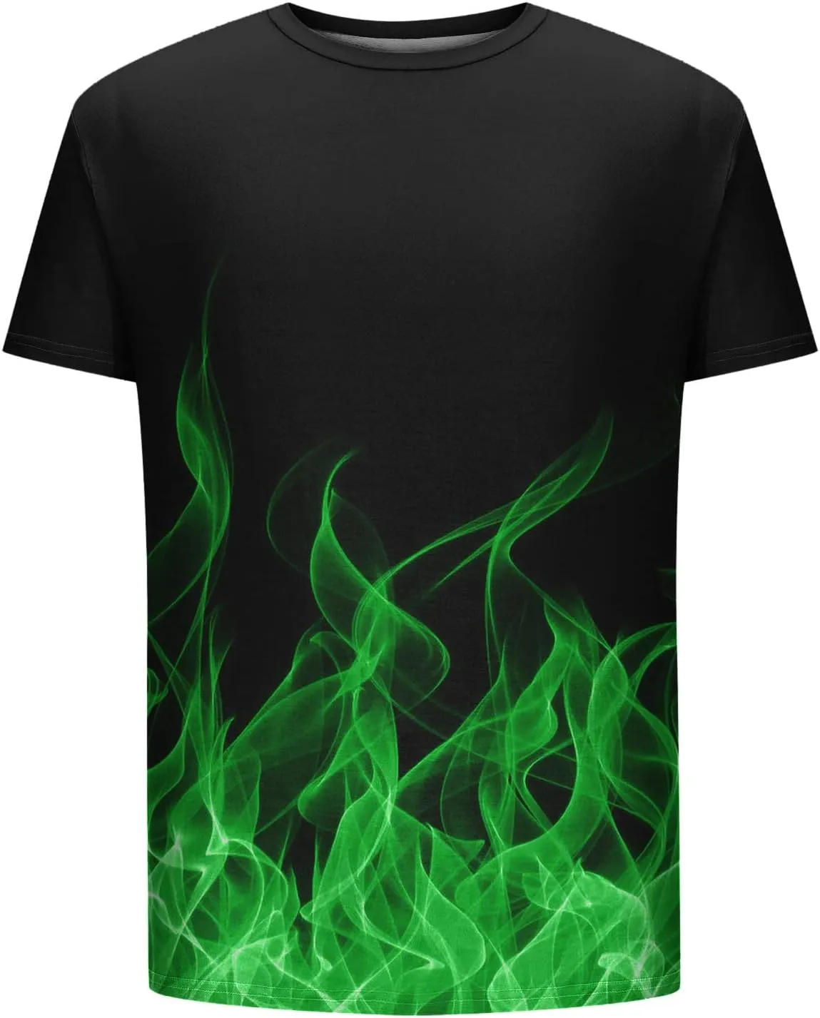 Summer Graphic Shirt for Men Fashion Classic 3D Flame Print Short Sleeve Crewneck Tops Loose Fit Outdoor Pullover Tee