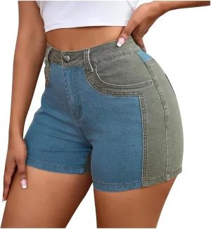 Summer Women's High Waisted Denim Shorts Elastic Jean Shorts Stretch Denim Shorts Dressy Sexy Butt-Lifting Shorts