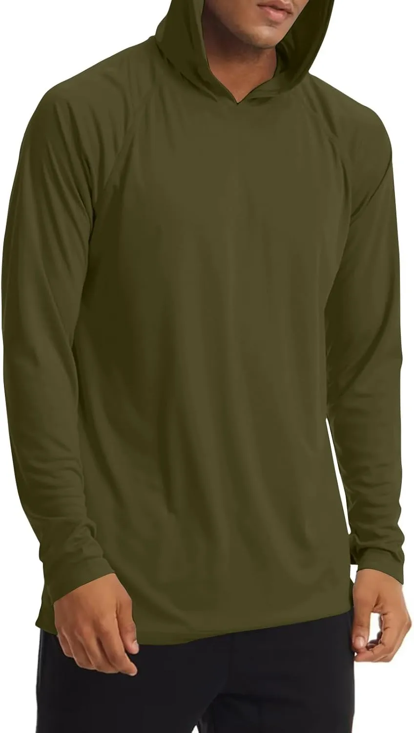 Sun Shirt for Men Casual UPF 50  Hooded Fishing Shirts Long Sleeve Summer Hoodie Lightweight Quick Dry Athletic Shirt