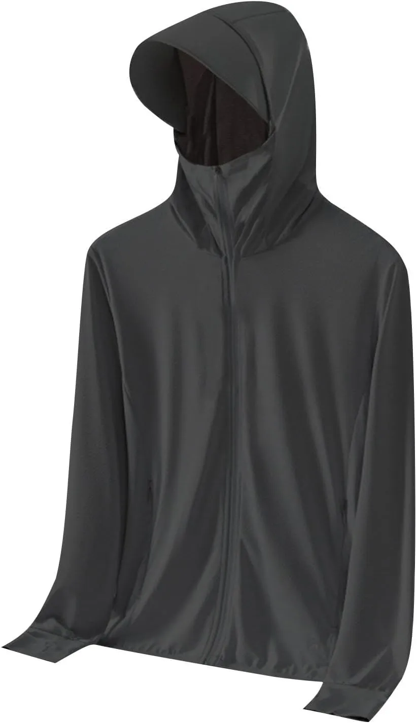 Sun Shirts for Men Hooded UPF 50  Fishing Shirt SPF UV Sun Hoodie Rash Guard Long Sleeve Outdoor Hiking Swim Shirts