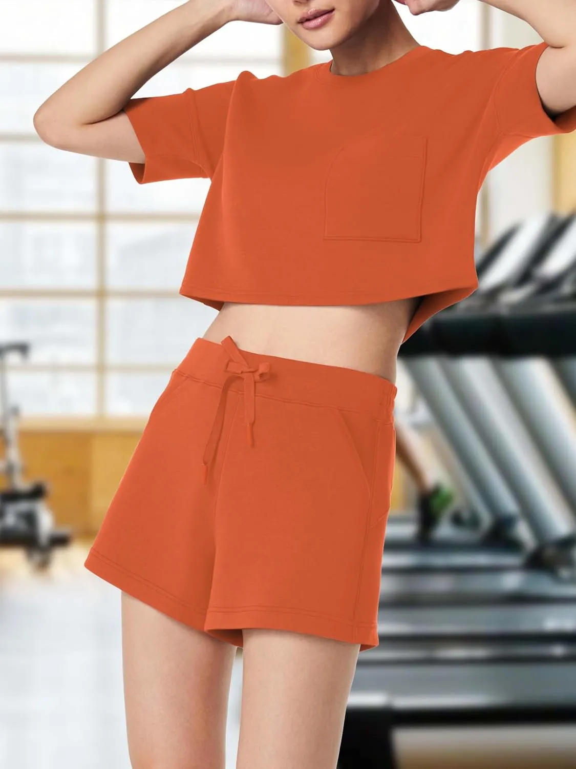 SuperPrity Running Shorts for Women High Waisted Workout Shorts Athletic Comfy Drawstring Sweat Gym Shorts with Pockets