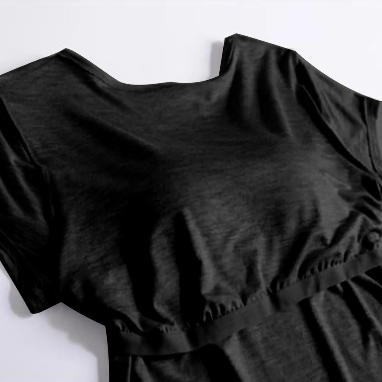 T-Shirt with Built-in Bra Women Casual Short Sleeve Scoop Neck Tees Lightweight Athletic Shirt Trendy Workout Yoga Tops