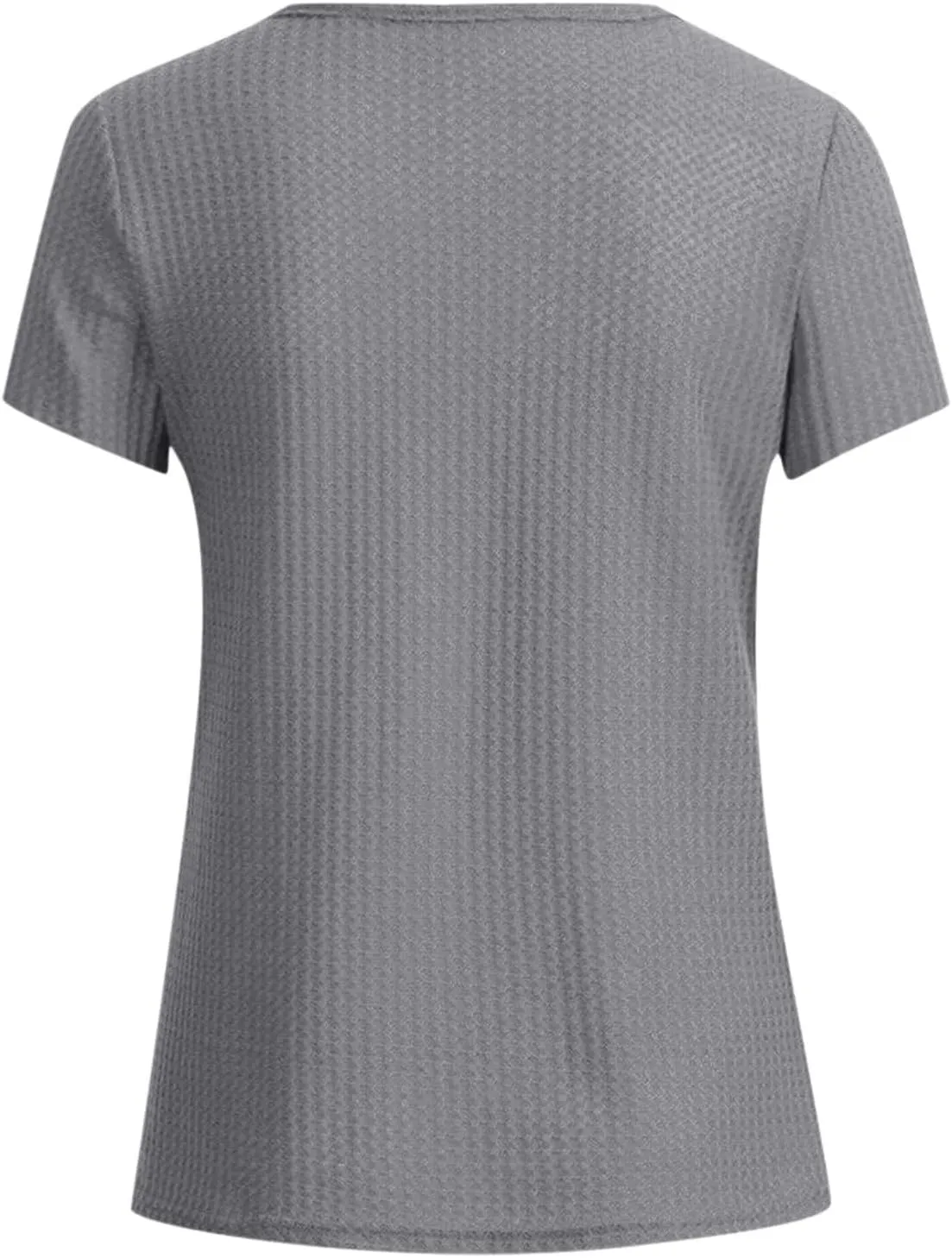 T Shirts for Women Fashion Waffle Short Sleeve V Neck Henley Shirts Casual Loose Fit T-Shirts Basic Tee Summer Tops