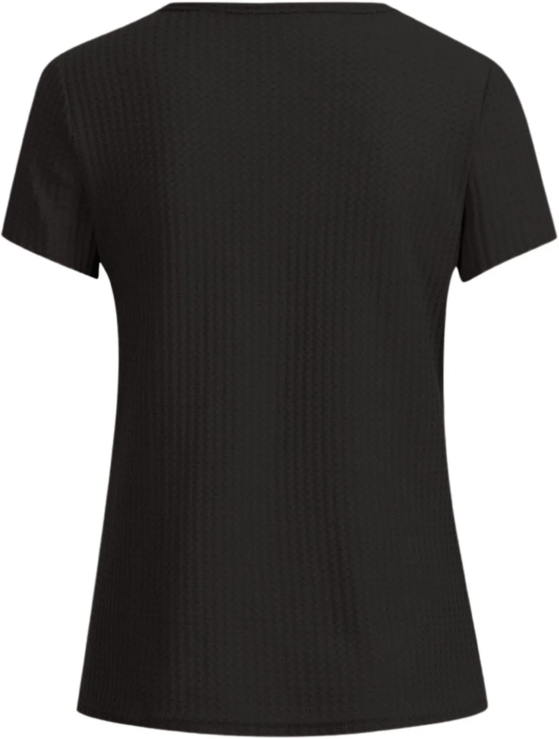 T Shirts for Women Fashion Waffle Short Sleeve V Neck Henley Shirts Casual Loose Fit T-Shirts Basic Tee Summer Tops