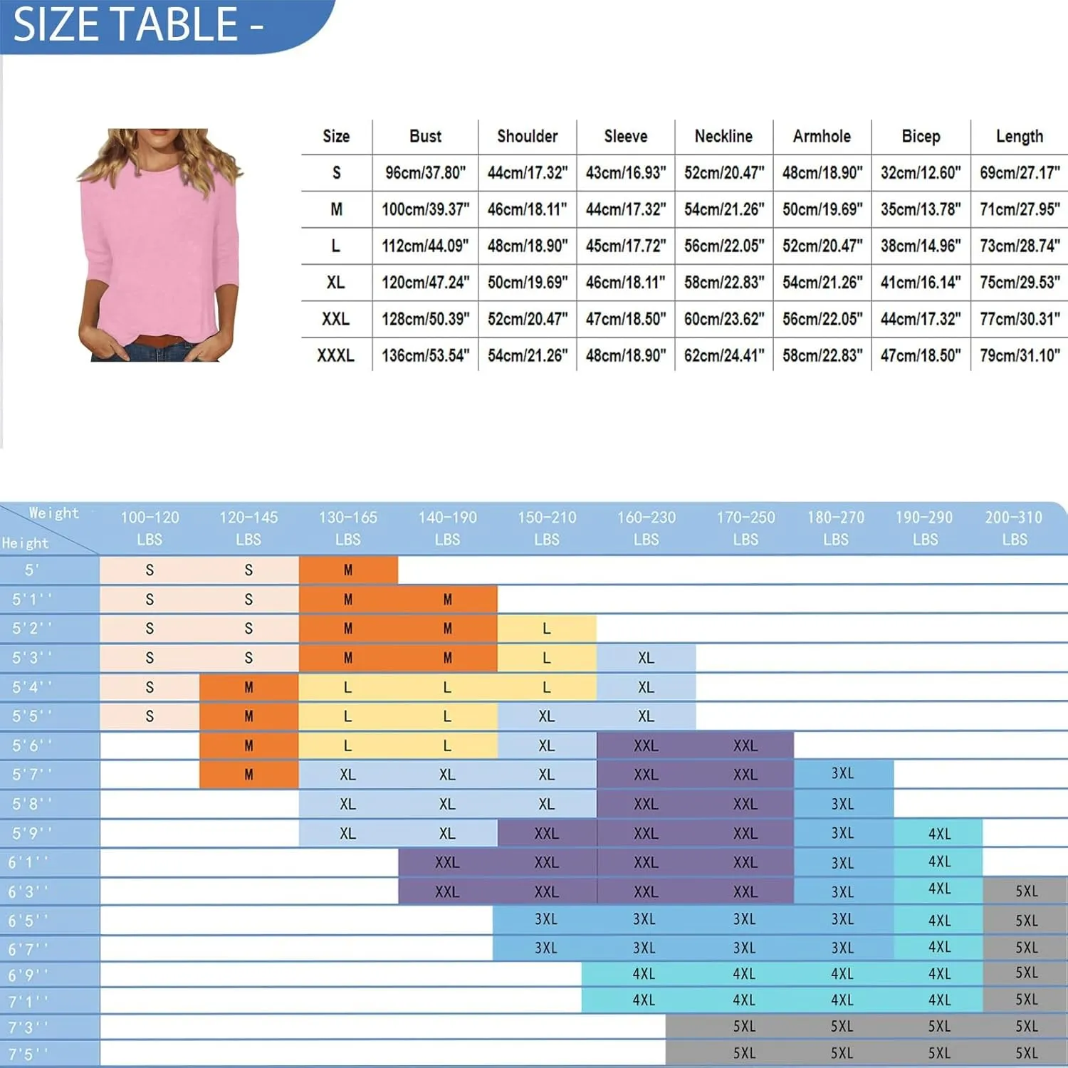 T Shirts for Women Loose Fit 3/4 Sleeve Tops Oversized Crew Neck Cotton Shirts Casual Pullover Tops Dressy Basic Tees