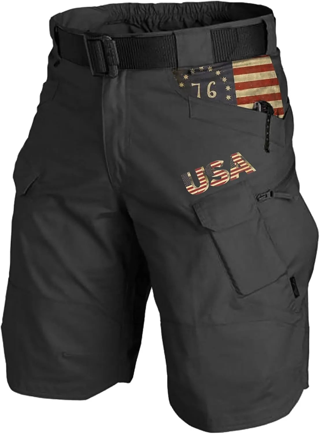 Tactical Shorts for Men Elastic Waist Waterproof Quick Dry Shorts Cargo Stretch Ripstop Running Athletic Hiking Pants