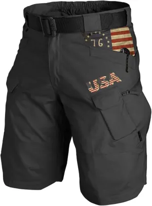 Tactical Shorts for Men Elastic Waist Waterproof Quick Dry Shorts Cargo Stretch Ripstop Running Athletic Hiking Pants