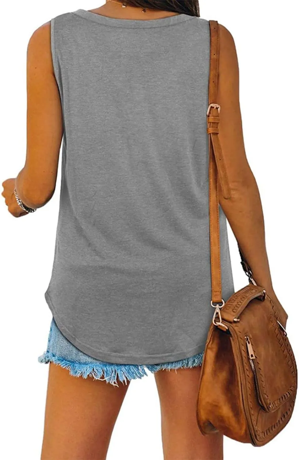 Tank Top for Women Casual V Neck Sleeveless Tee Shirt Trendy Loose Fit Summer Tops Lightweight Basic Solid Color Tops