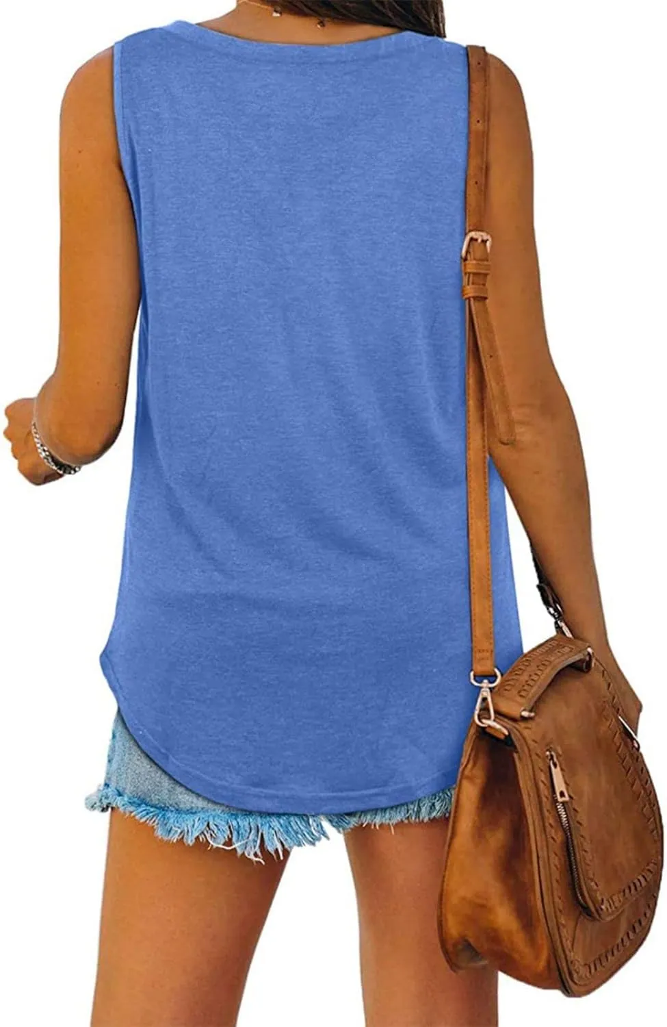 Tank Top for Women Casual V Neck Sleeveless Tee Shirt Trendy Loose Fit Summer Tops Lightweight Basic Solid Color Tops