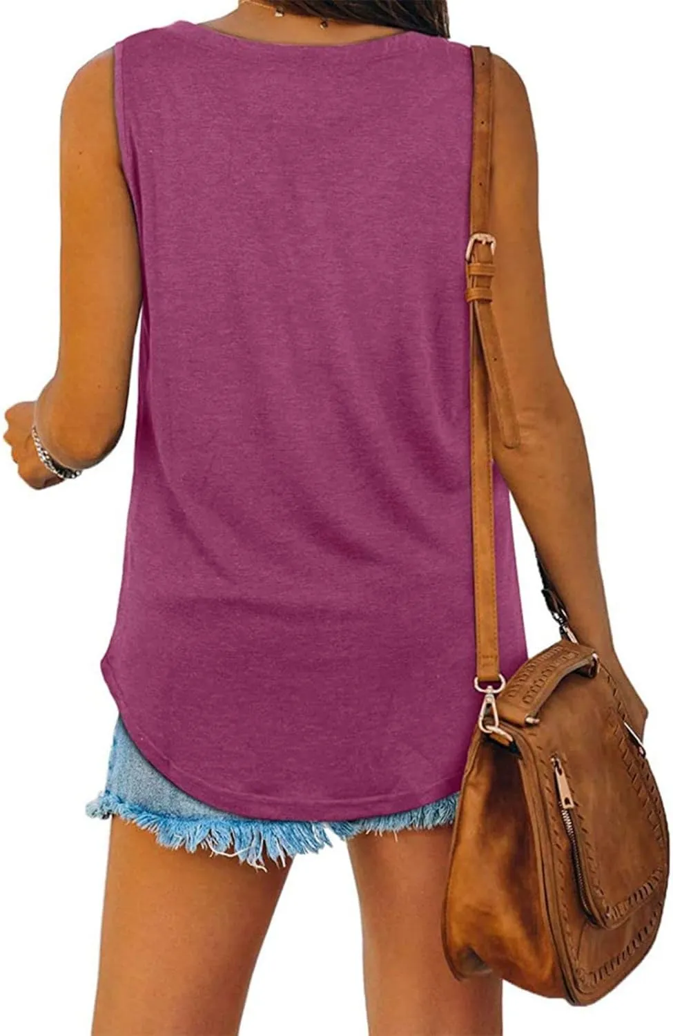Tank Top for Women Casual V Neck Sleeveless Tee Shirt Trendy Loose Fit Summer Tops Lightweight Basic Solid Color Tops