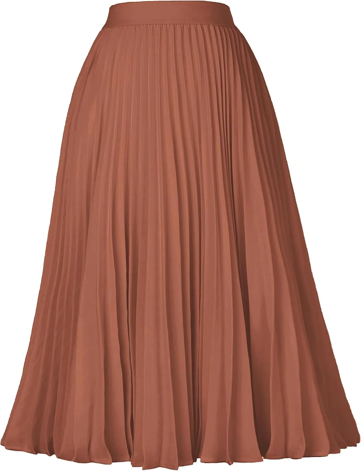 Tapata Women's Petite Regular Tall Pleated Chiffon Skirt Midi High Elastic Waist A Line Swing Skirts