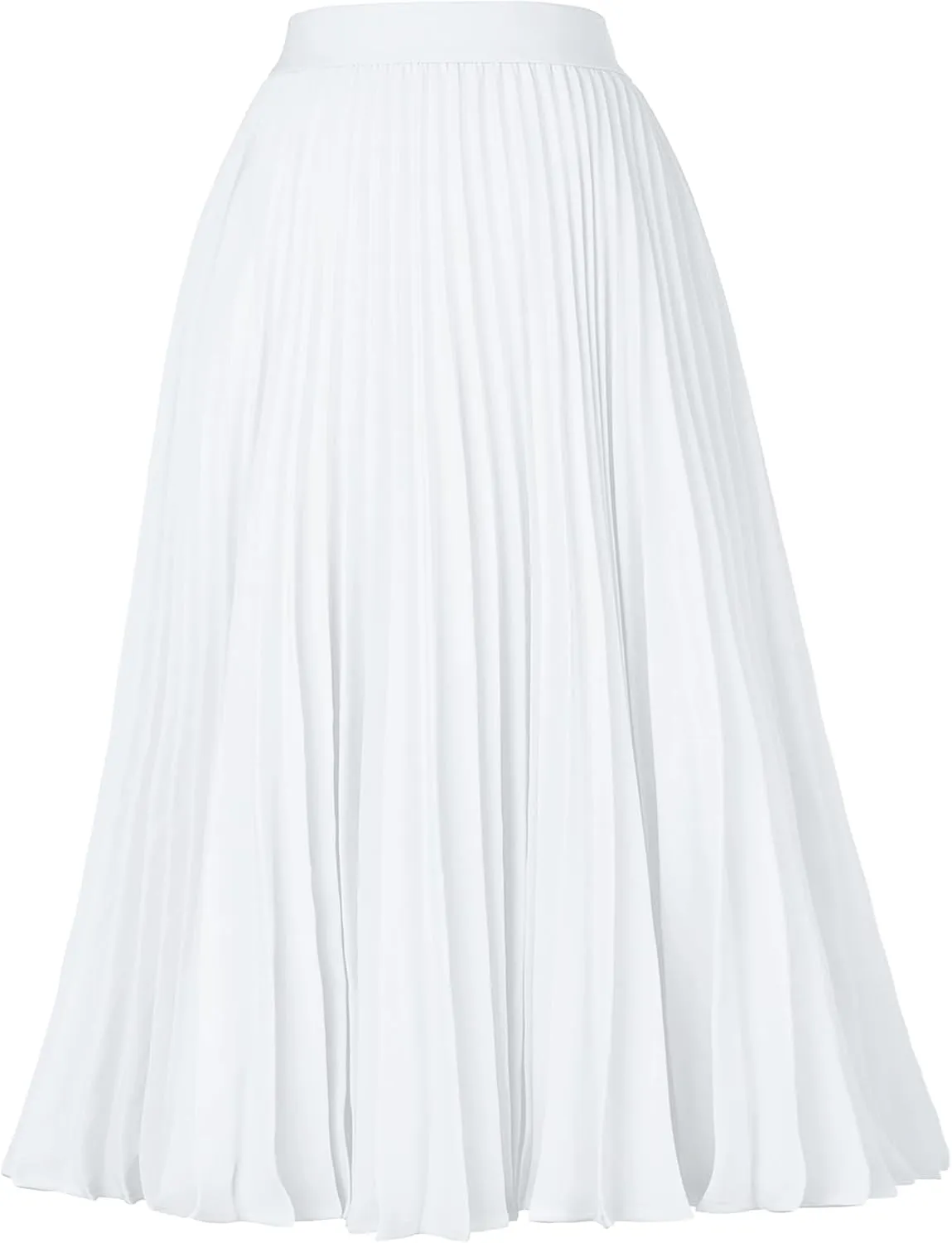Tapata Women's Petite Regular Tall Pleated Chiffon Skirt Midi High Elastic Waist A Line Swing Skirts