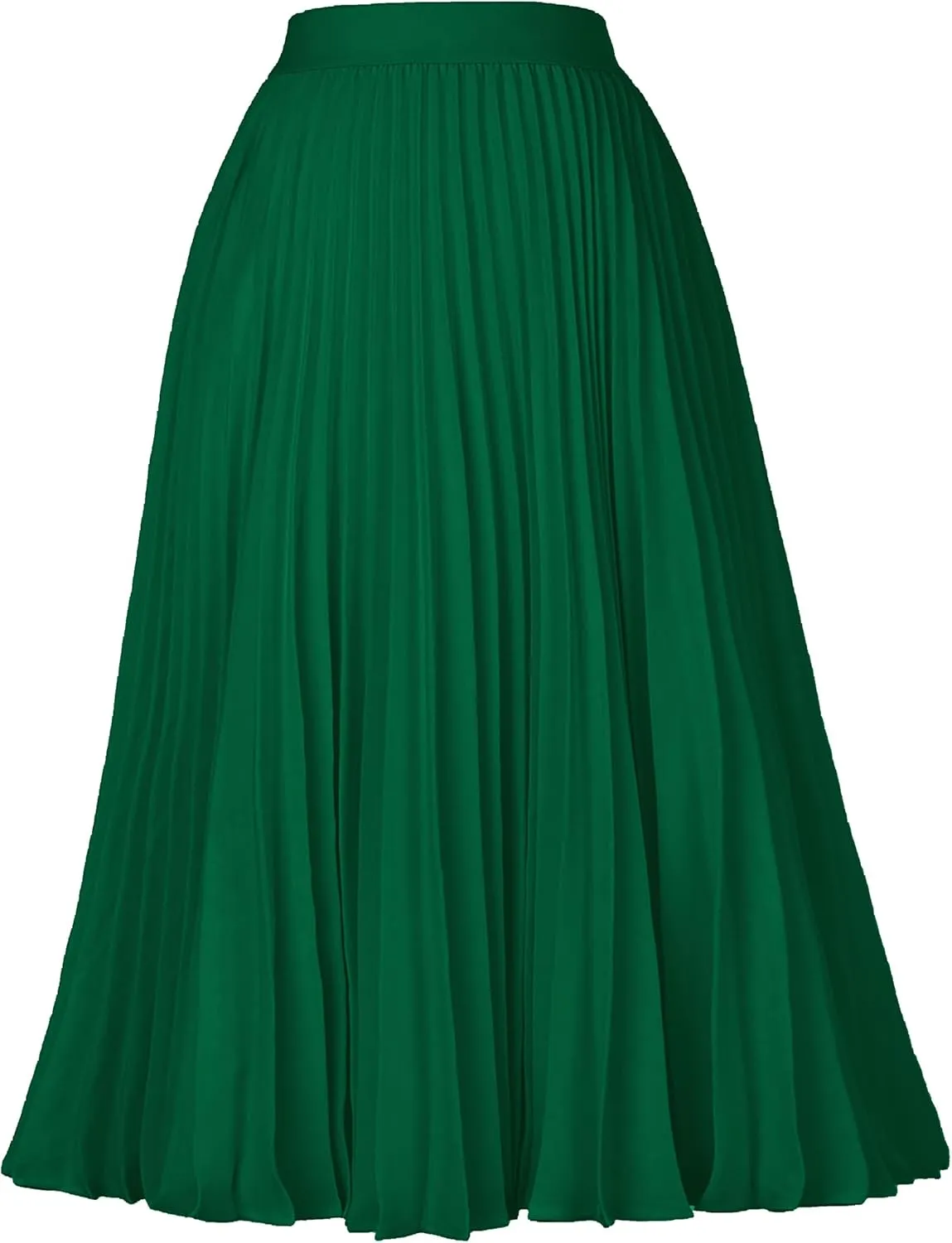 Tapata Women's Petite Regular Tall Pleated Chiffon Skirt Midi High Elastic Waist A Line Swing Skirts
