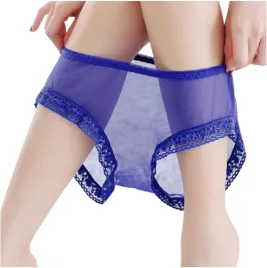 Thongs Low Waist Underwear for Women Sheer No Show Hipsters Soft Panties Funny Lace Sexy Tangas Ice Silk Briefs Cute