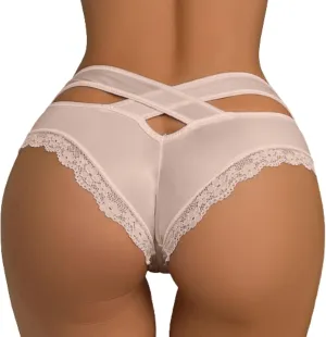 Thongs Sexy Underwear for Women Ice Silk Lace Briefs Soft Panties Comfor Low Waist Funny Hipsters Bikini Panties Cute