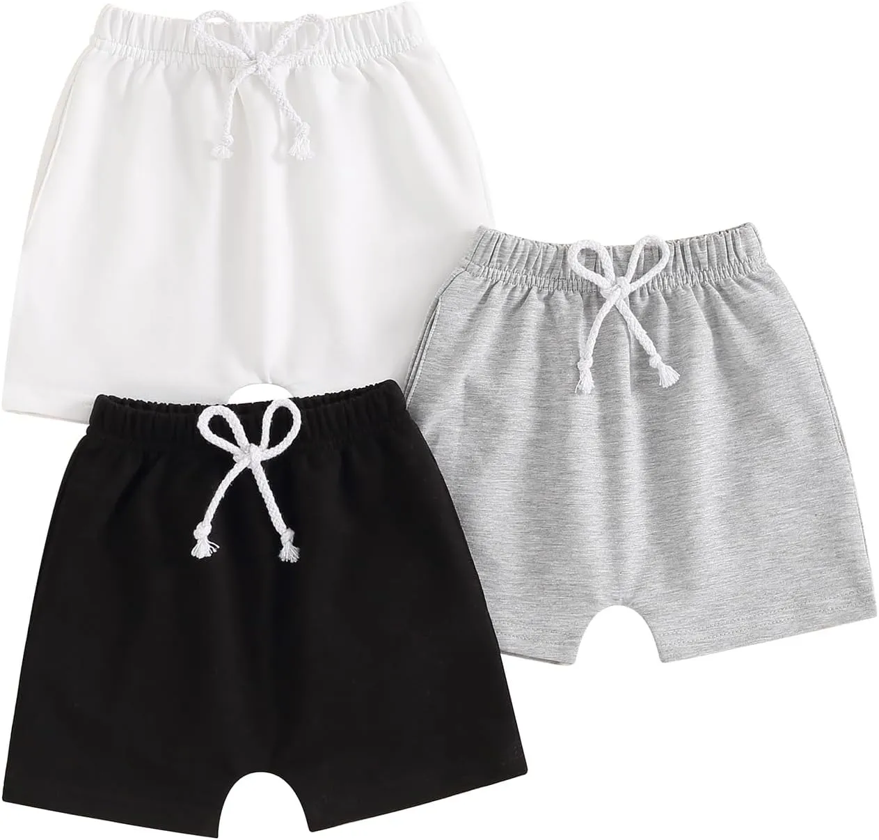 Toddler Baby Boy Shorts 3 Pack Shorts Set Elastic Waist Drawstring Shorts Sweatpants Casual Athletic Sports Shorts