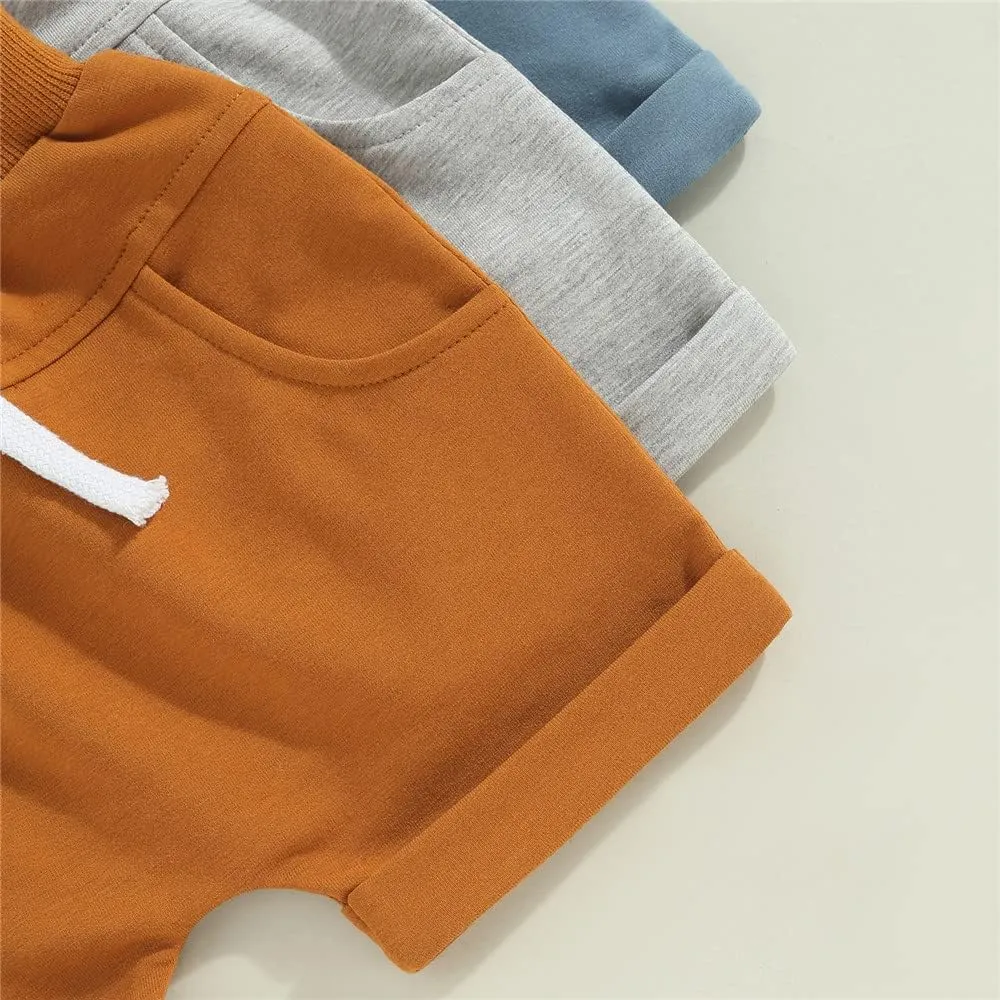 Toddler Baby Boy Shorts 3 Pack Shorts Set Elastic Waist Drawstring Shorts Sweatpants Casual Athletic Sports Shorts