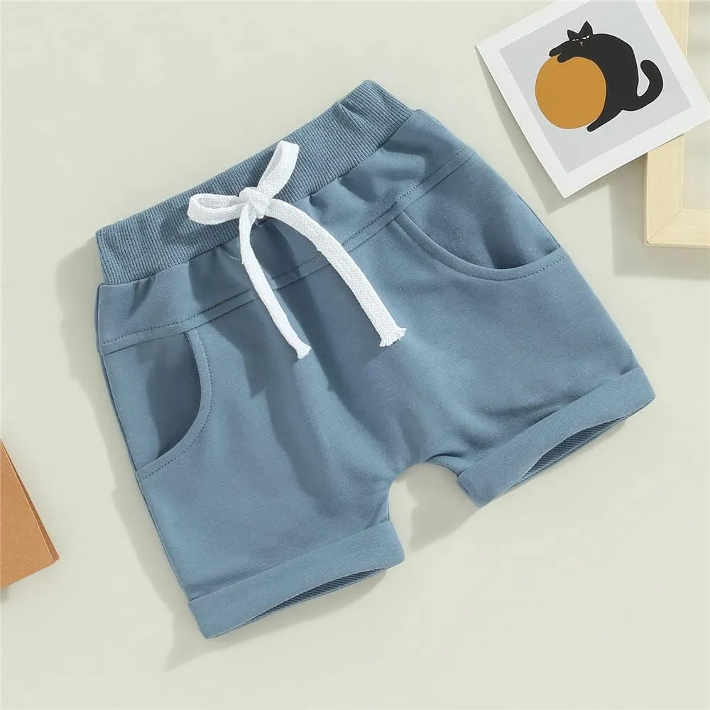 Toddler Baby Boy Shorts 3 Pack Shorts Set Elastic Waist Drawstring Shorts Sweatpants Casual Athletic Sports Shorts