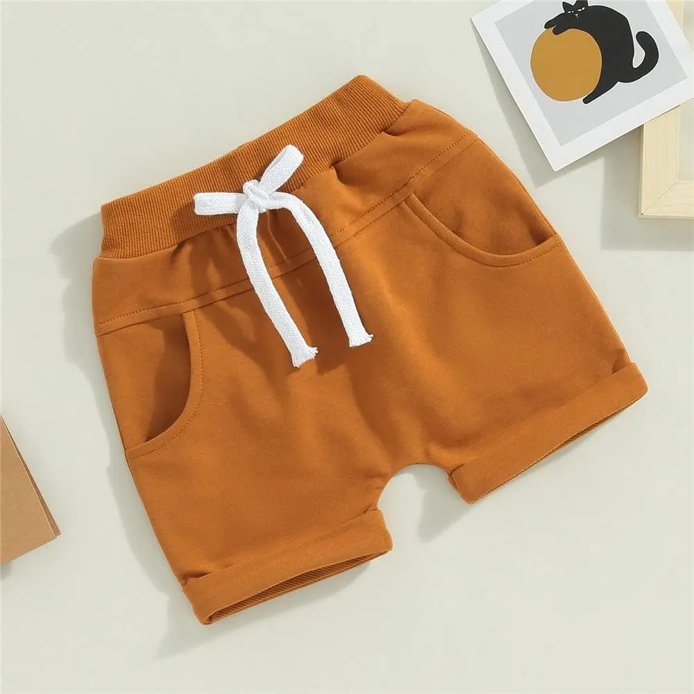 Toddler Baby Boy Shorts 3 Pack Shorts Set Elastic Waist Drawstring Shorts Sweatpants Casual Athletic Sports Shorts