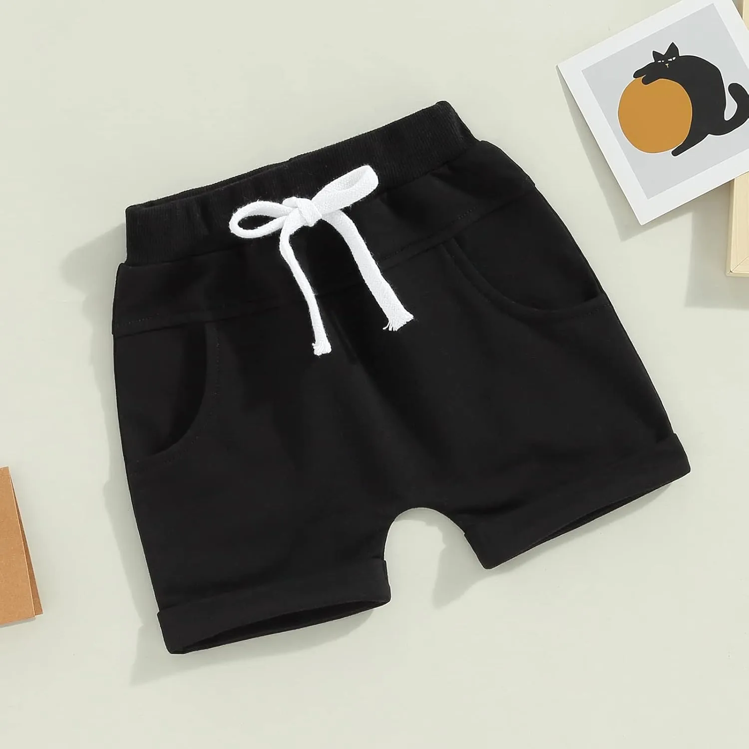 Toddler Baby Boy Shorts 3 Pack Shorts Set Elastic Waist Drawstring Shorts Sweatpants Casual Athletic Sports Shorts