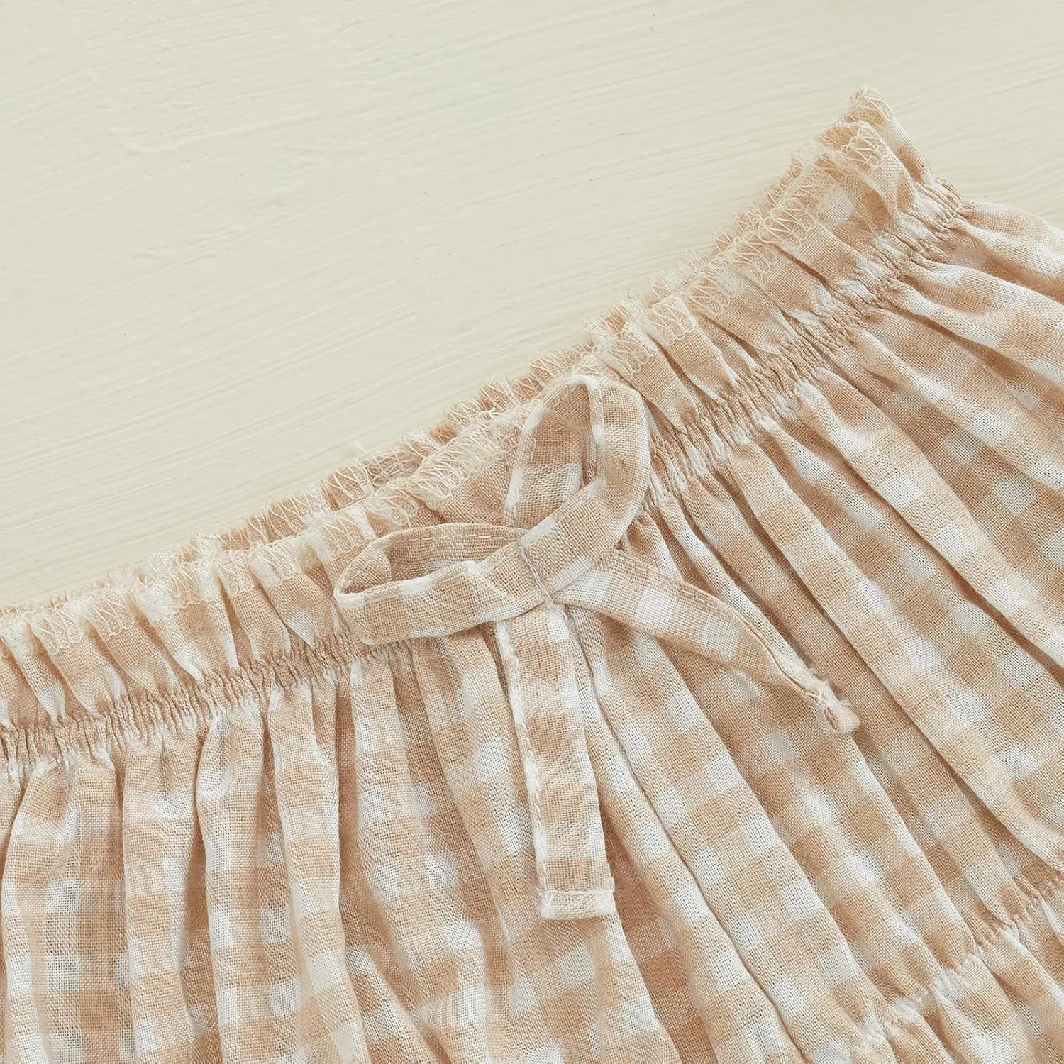 Toddler Baby Girl Shorts Summer Gingham/Striped Shorts Casual Elastic Waist Ruffled Shorts Bottoms