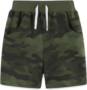 Toddler Boys Camouflage Print Hiking Shorts for Kids Boys High Waist Tie Up Sports Shorts Summer Wear Sweatpants
