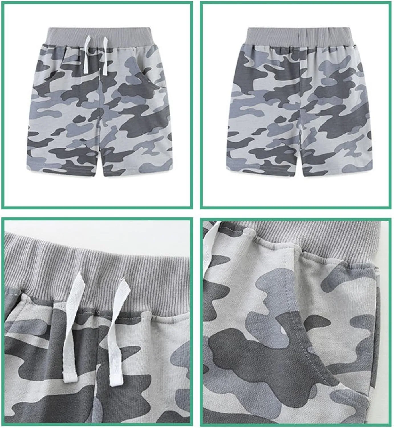 Toddler Boys Camouflage Print Hiking Shorts for Kids Boys High Waist Tie Up Sports Shorts Summer Wear Sweatpants
