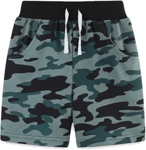 Toddler Boys Camouflage Print Hiking Shorts for Kids Boys High Waist Tie Up Sports Shorts Summer Wear Sweatpants
