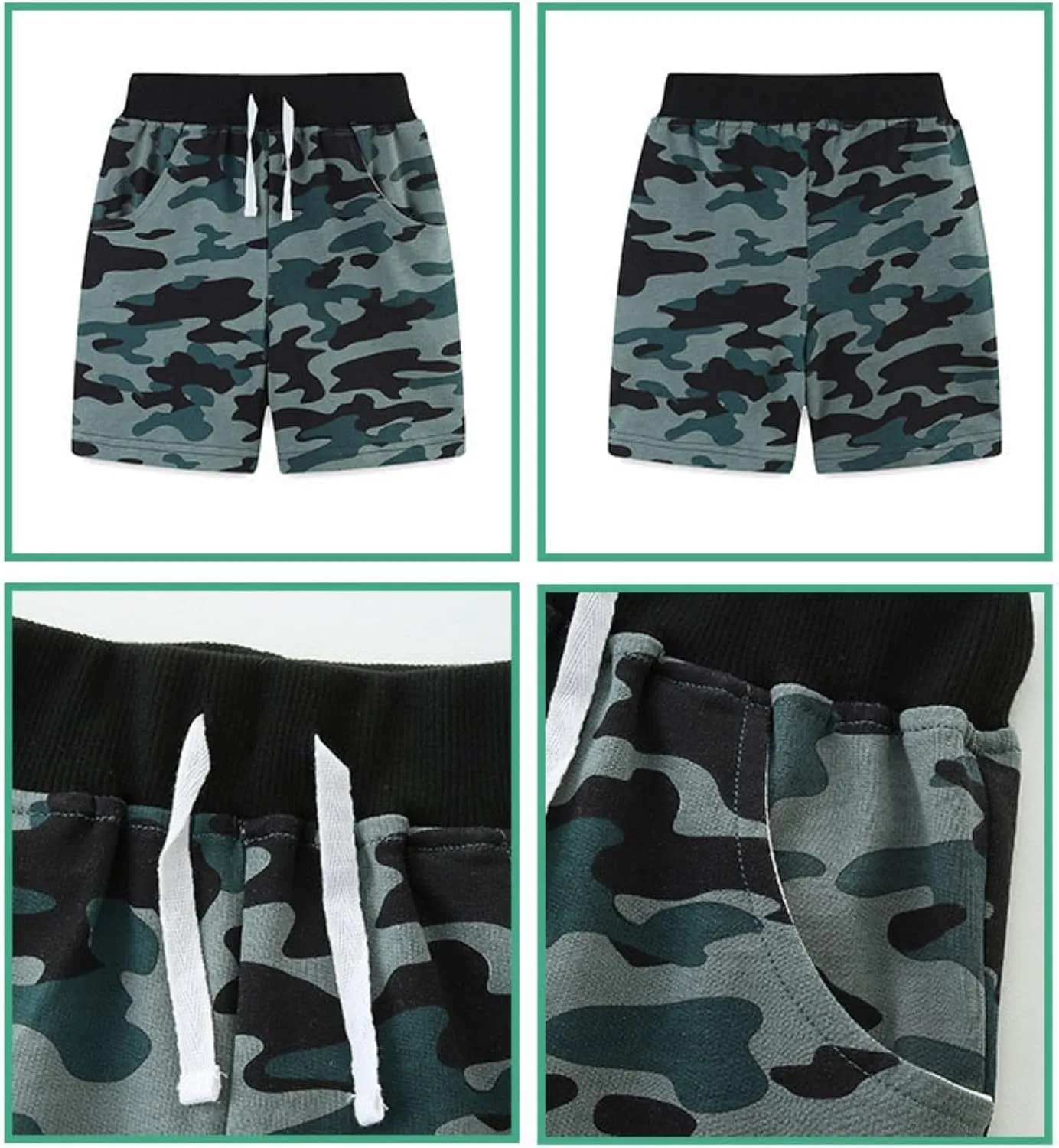 Toddler Boys Camouflage Print Hiking Shorts for Kids Boys High Waist Tie Up Sports Shorts Summer Wear Sweatpants
