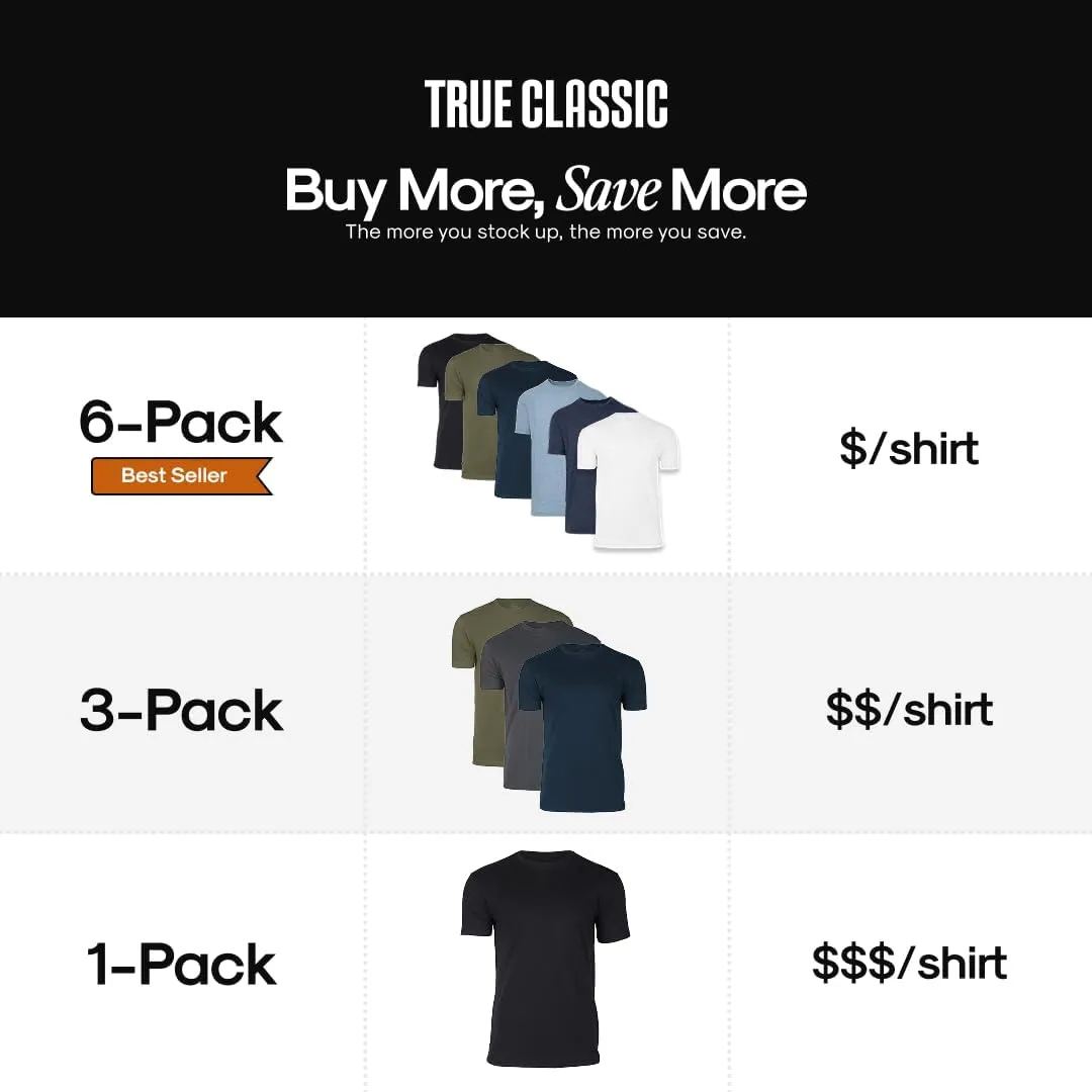 True Classic Mens T-Shirts - Short Sleeve Crew Neck Plain Novelty T Shirt for Men