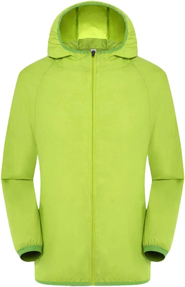 Windbreaker Men, Lightweight Hoodie Packable Waterproof Rain Coat Breathable Full Zip Hiking Outdoor Quick Dry Shirt