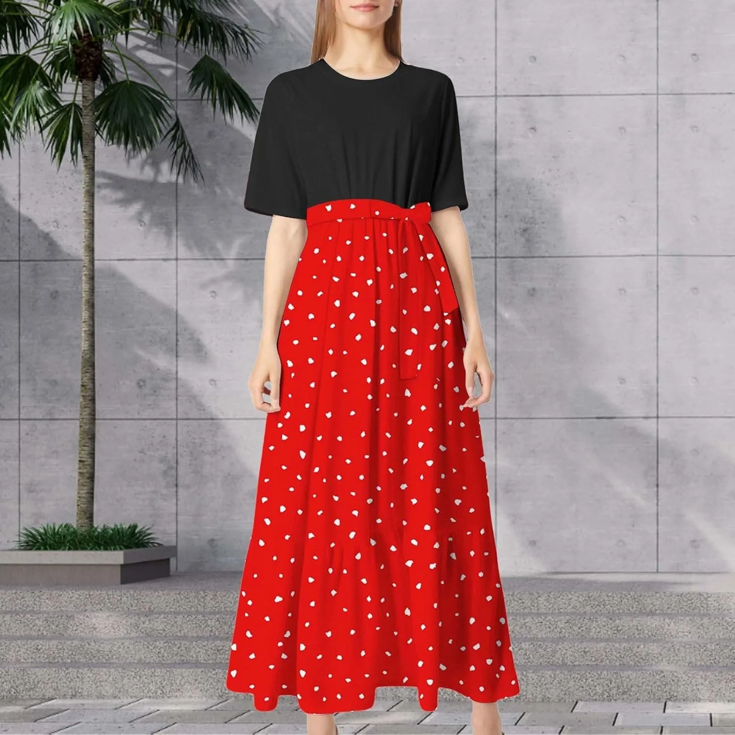 Women 2025 Summer Dresses Short Sleeve Ribbed Teacher Church Modest Business Casual Work Outfits Midi Dress