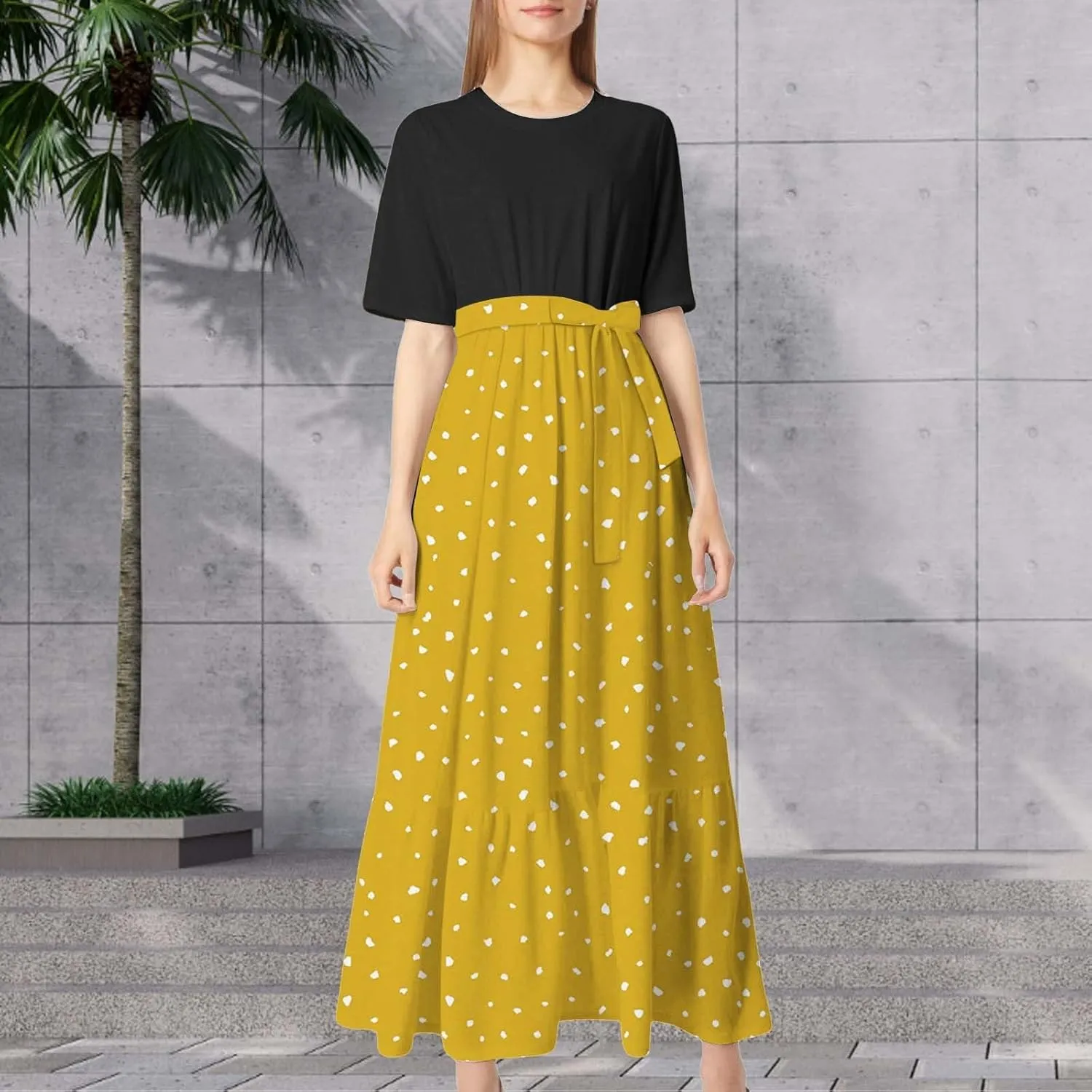 Women 2025 Summer Dresses Short Sleeve Ribbed Teacher Church Modest Business Casual Work Outfits Midi Dress