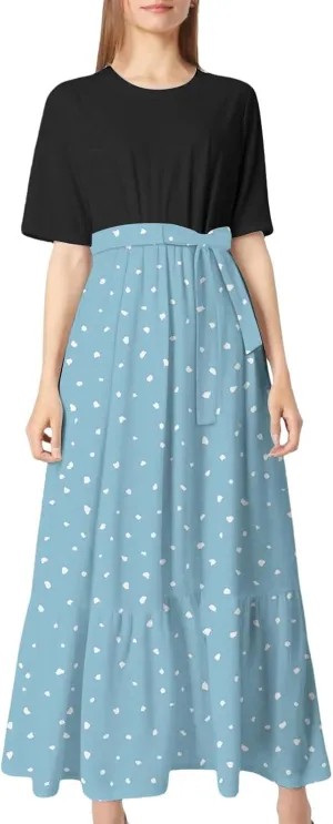 Women 2025 Summer Dresses Short Sleeve Ribbed Teacher Church Modest Business Casual Work Outfits Midi Dress