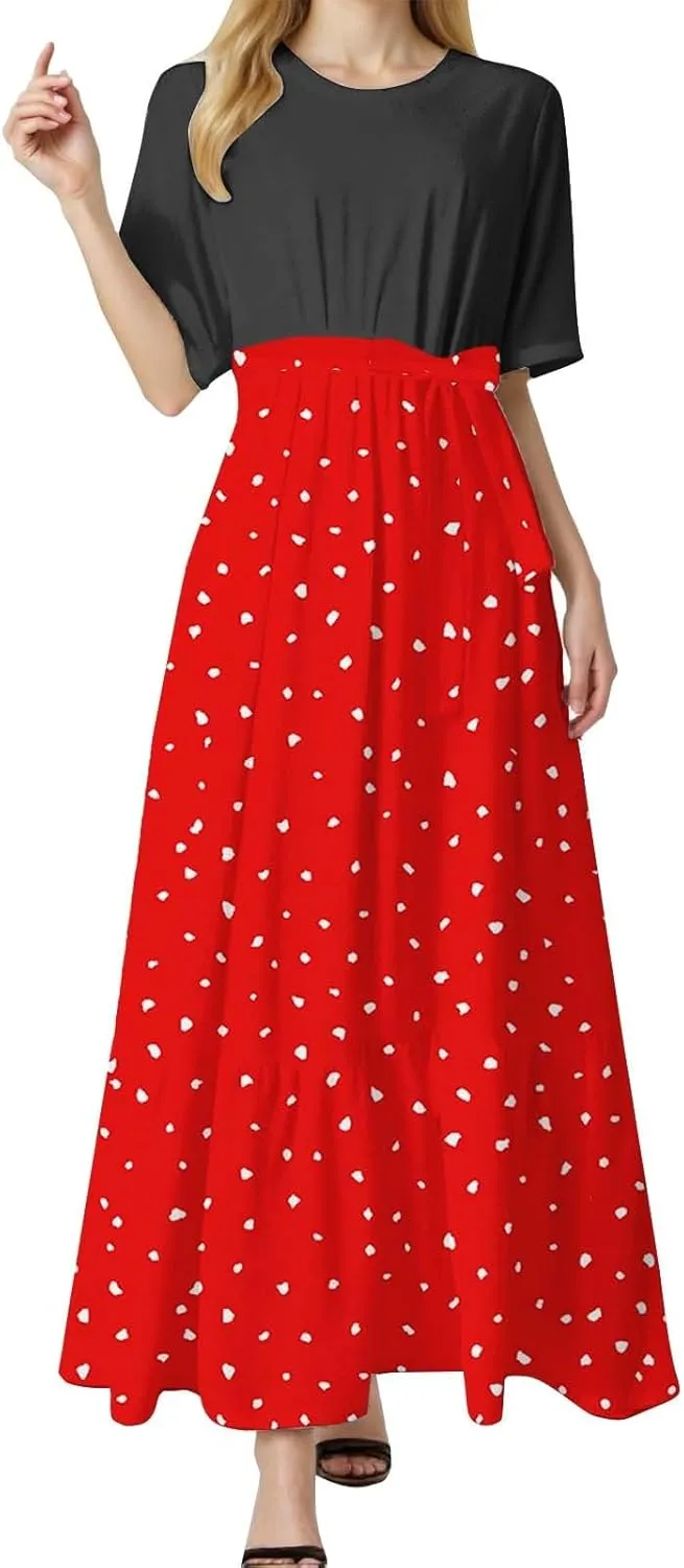 Women 2025 Summer Dresses Short Sleeve Ribbed Teacher Church Modest Business Casual Work Outfits Midi Dress