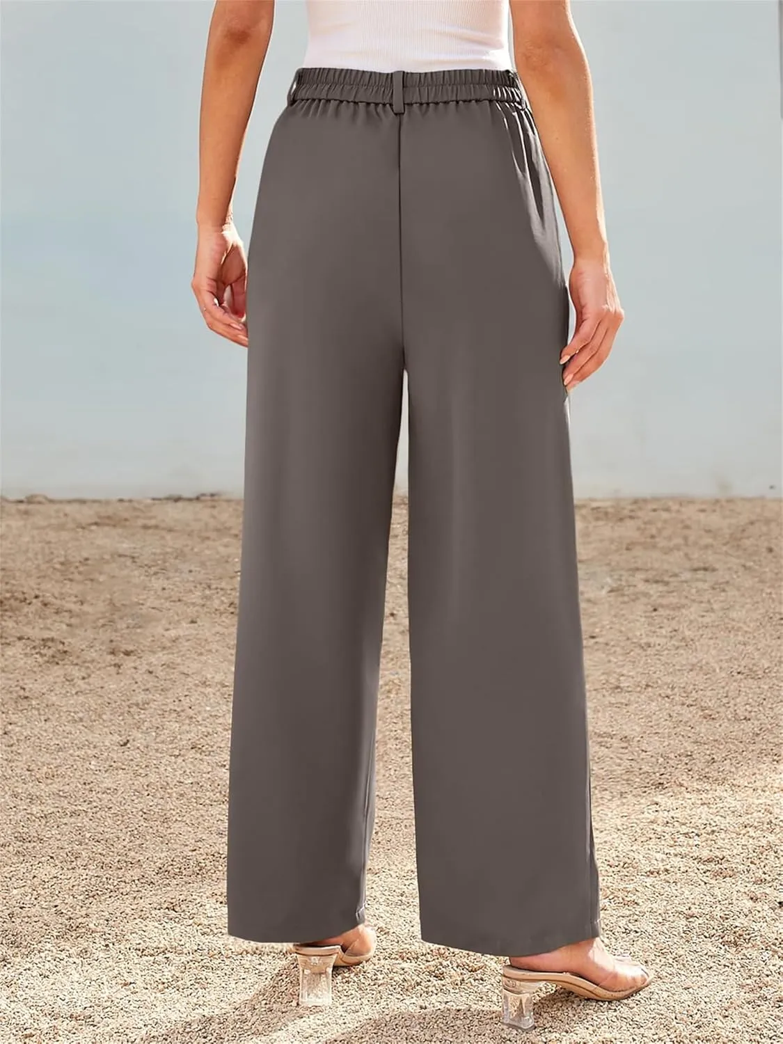 Women Dress Pants Fashion Straight Leg Suit Pants High Waisted Work Office Pant Wide Leg Palazzo Trousers with Pockets