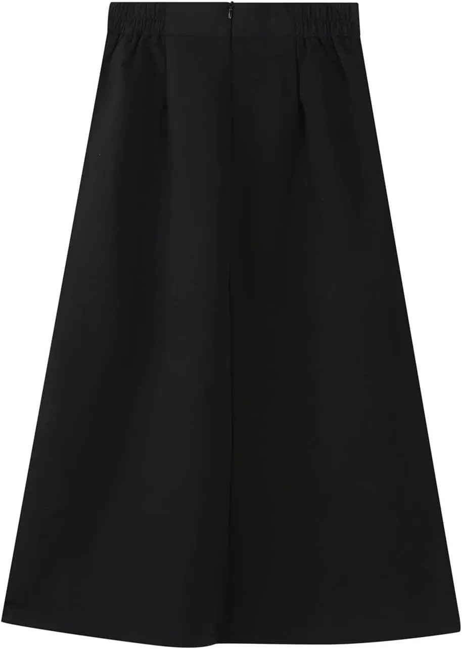 Women Girls Long High Waist Plain Pleated Skirt Skater Tennis School Uniform A-line Midi Skirts