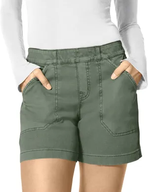 Women Stretch Twill Shorts Summer Casual Bermuda Shorts Pull On Chino Shorts Elastic Waist Stretchy Denim Shorts