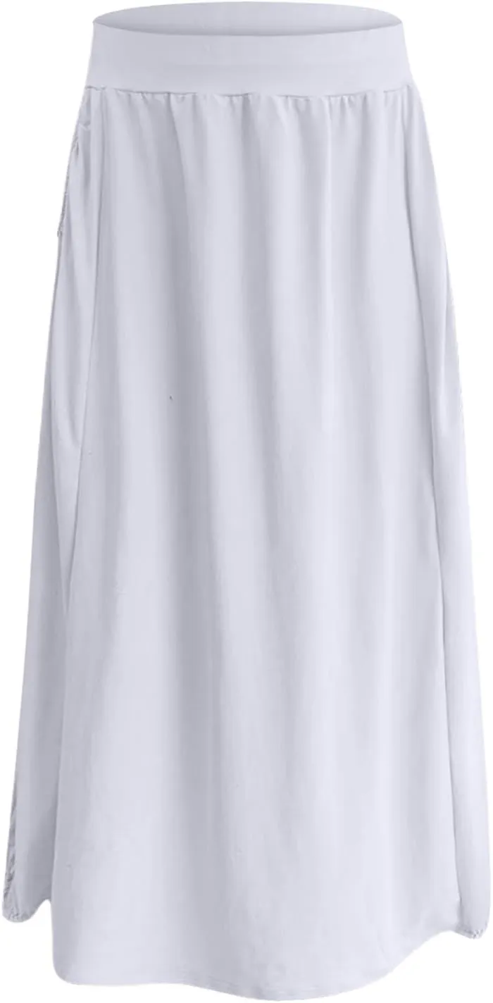 Women Summer Skirts with Pockets High Waist Casual Skirts Long Vacation Skirts Beach Boho Skirt Maxi Bubble Skirts