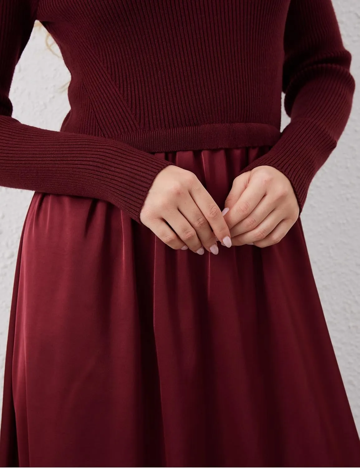 Women Turtle Neck Maxi Dress Long Sleeve Knit Sweater Dresses Turtleneck Winter Dress Flowy Slim Fit Fall Jumper Dress
