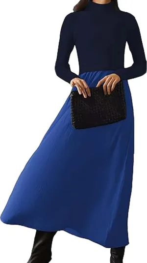 Women Turtle Neck Maxi Dress Long Sleeve Knit Sweater Dresses Turtleneck Winter Dress Flowy Slim Fit Fall Jumper Dress